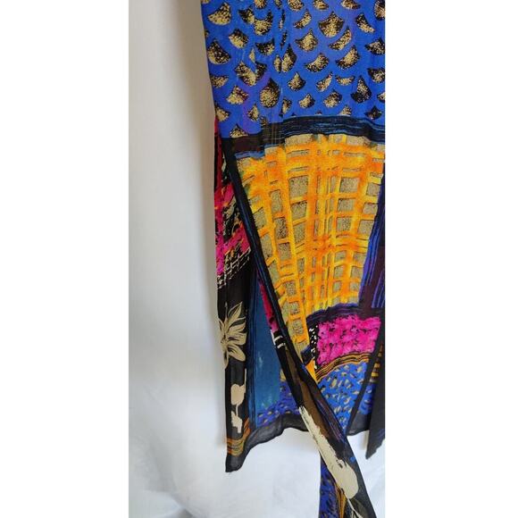 Gideon Oberson Sleeveless Longline Blue Cover Up S Artsy Floral Novelty Print - Picture 6 of 7